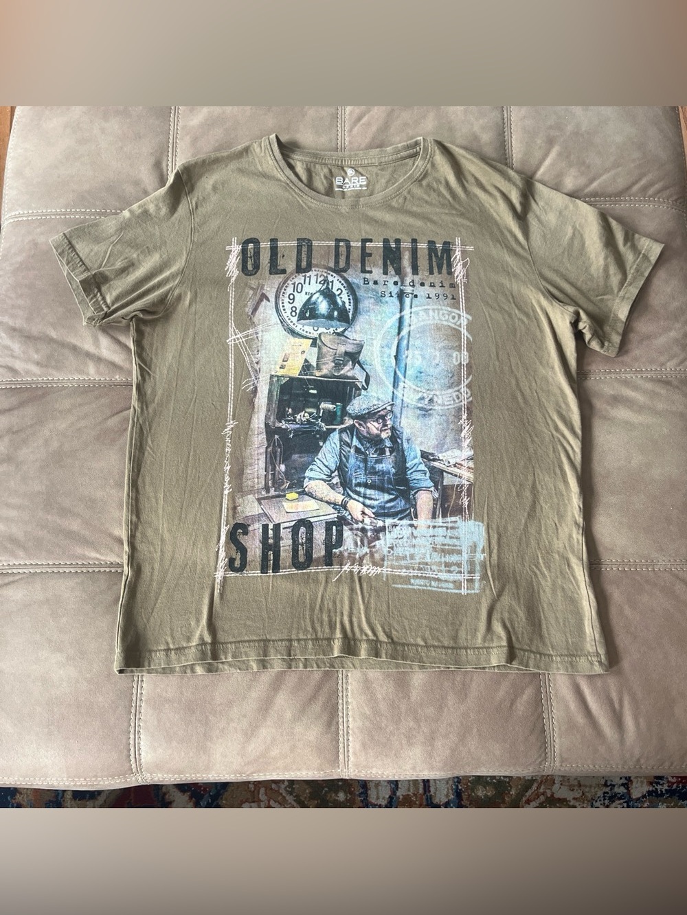 Bare Denim Graphic Tee — Tan